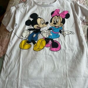 Kids Mickey and Minnie Mouse Graphic T-Shirt - White